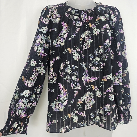 Rebecca Taylor Jewel Paisley 100% Silk Long Sleeve Blouse Size 4 - Picture 12 of 16